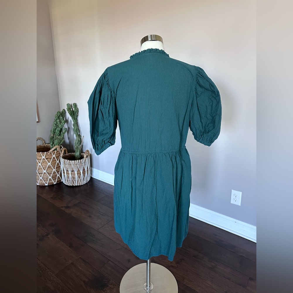 A New Day Target Dress Cotton Seersucker Boho Prairie Peasant Hunter Green XL - Picture 6 of 12